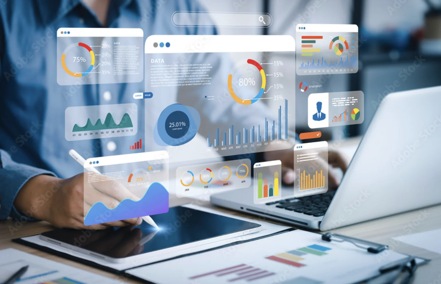 Photographie illustrative-Interaction avec les dashboards de BI Business Intelligence