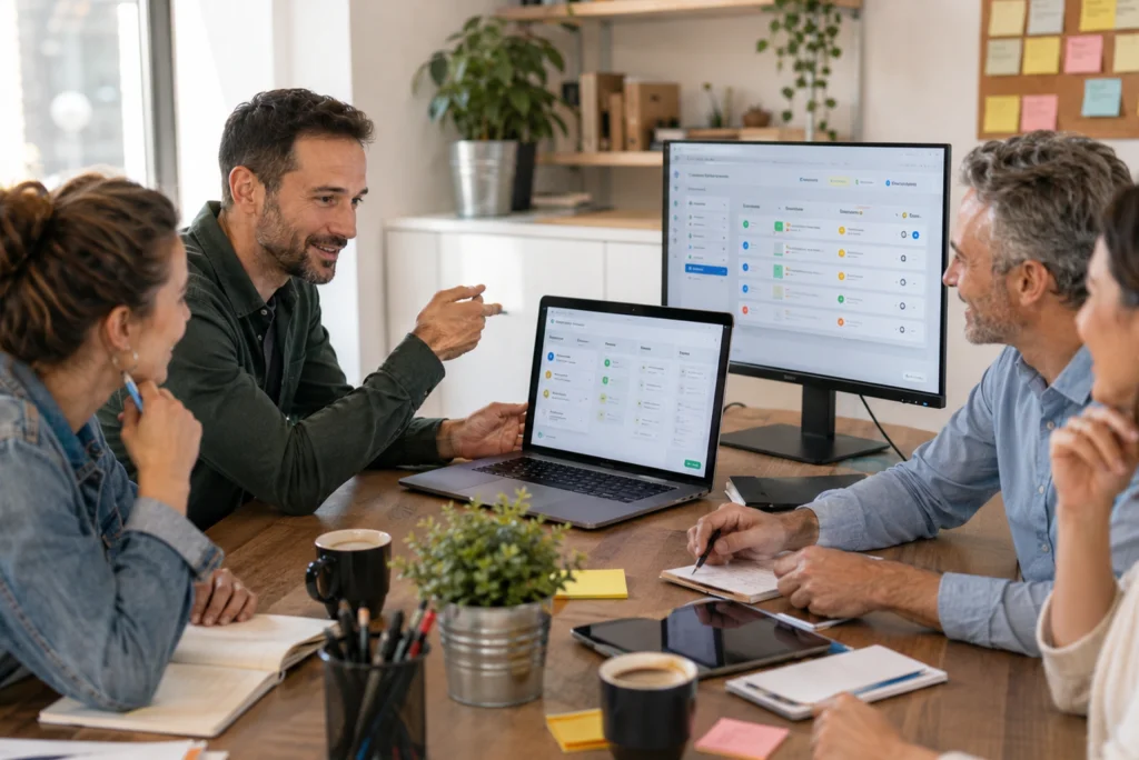Collaborateurs d’une PME formés à l’utilisation de nouveaux outils numériques
